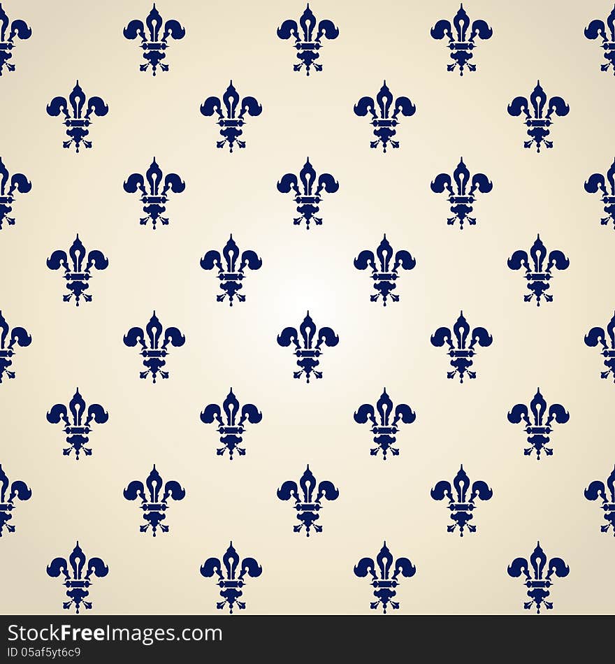 Pattern of heraldic lilies in a light background