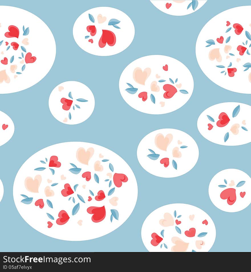 Vintage Valentine Pattern with red hearts