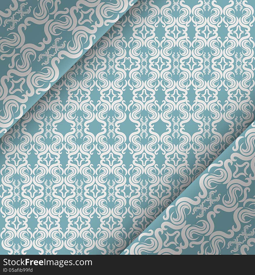 Vector ornate vintage background. Blue and White. Vector ornate vintage background. Blue and White