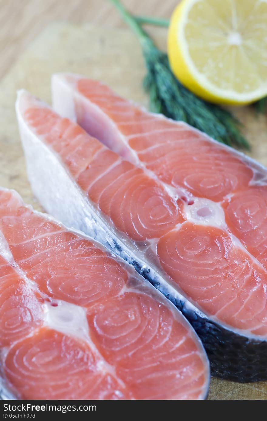 Two Raw Fish Steak