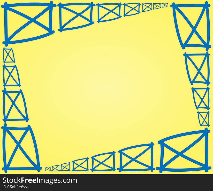 Frame fence parts blue spread the yellow area. Frame fence parts blue spread the yellow area