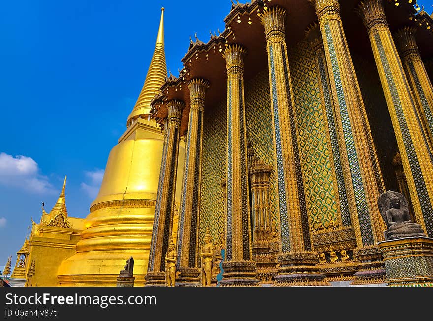 Detail of temple in Grand palace temple in Bangkok