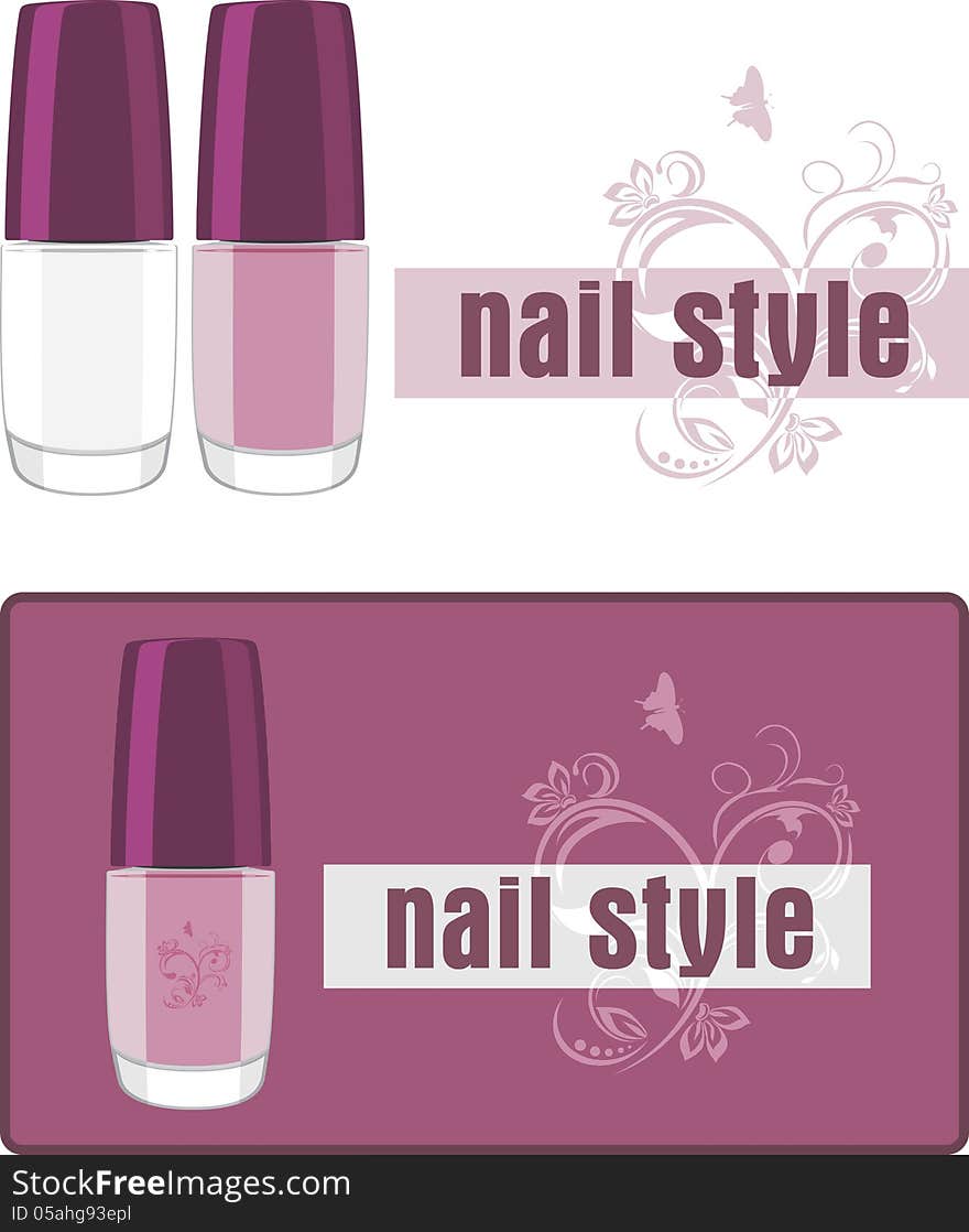 Nail style. Two banners for design. Illustration