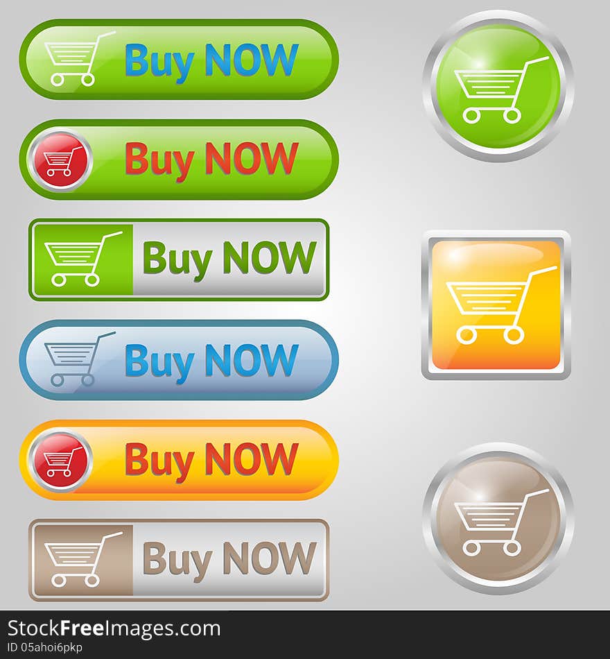 Nine shiny buy buttons with text and cart. Nine shiny buy buttons with text and cart.