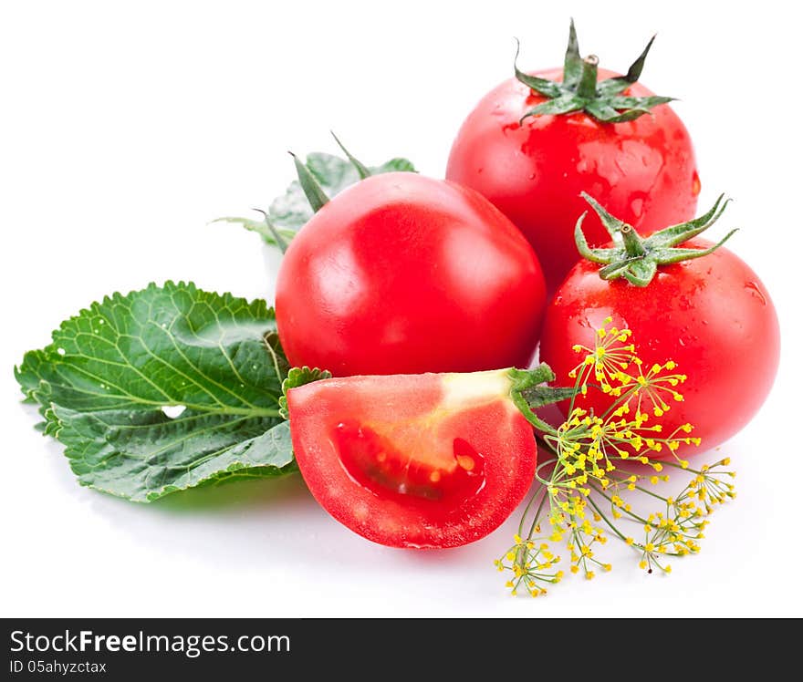 Tomatoes, cooked with herbs for the preservation on a white background.