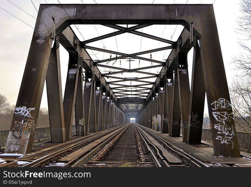 A railway bridge over the Elbe near Magdeburg