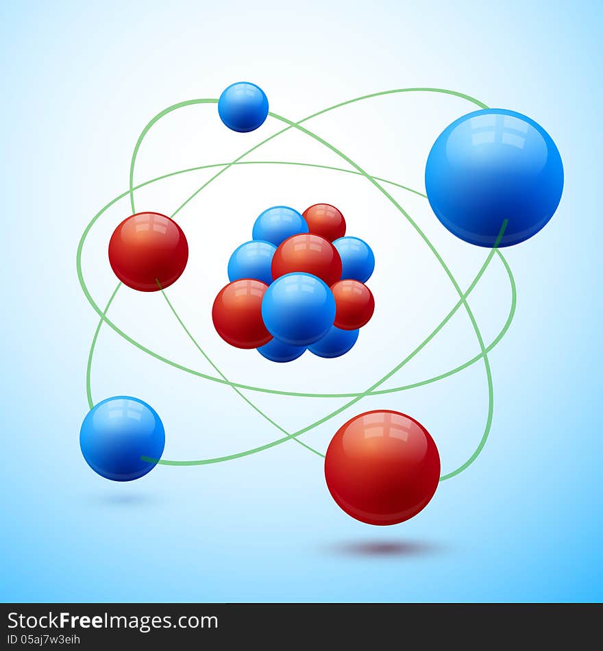 Spheres abstract set. Red and blue balls with shadows vector illustration