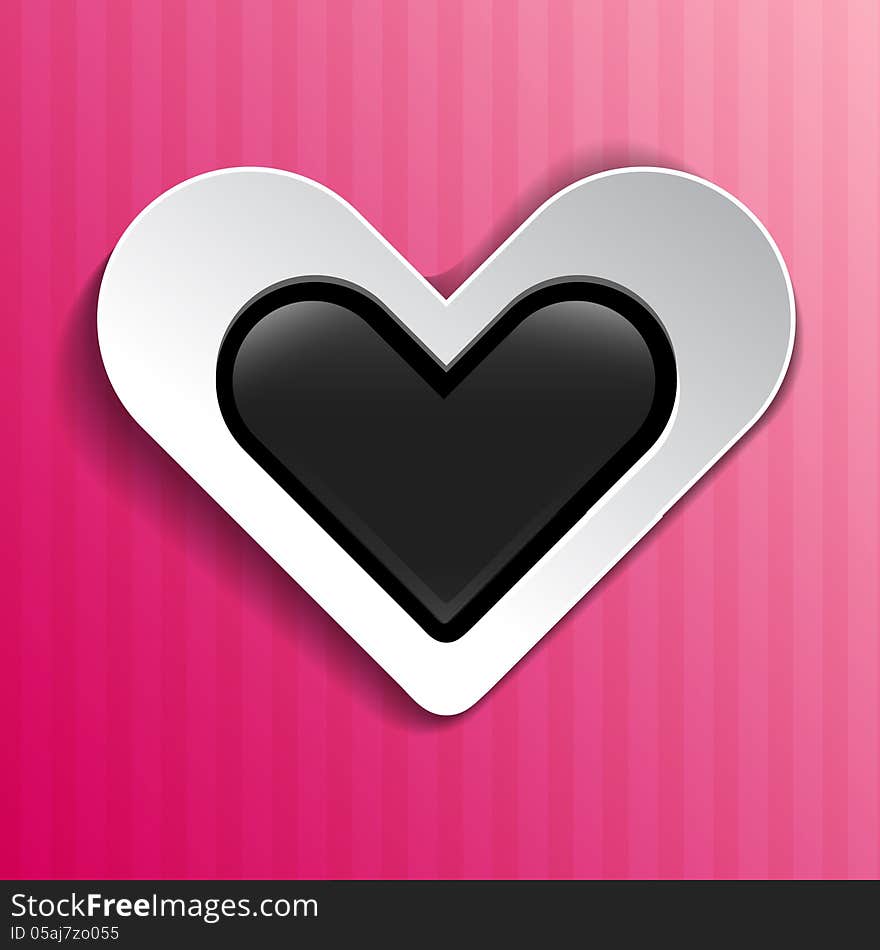 Heart on pink striped background