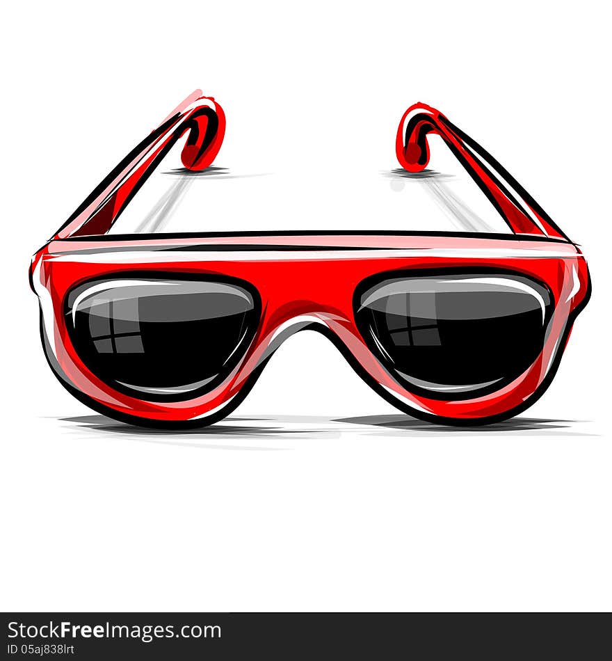 Red Sunglasses Icon  On White