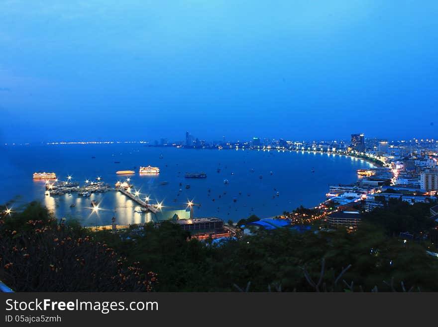 Pattaya City in the Scenery to high Before nightfall. Pattaya City in the Scenery to high Before nightfall.