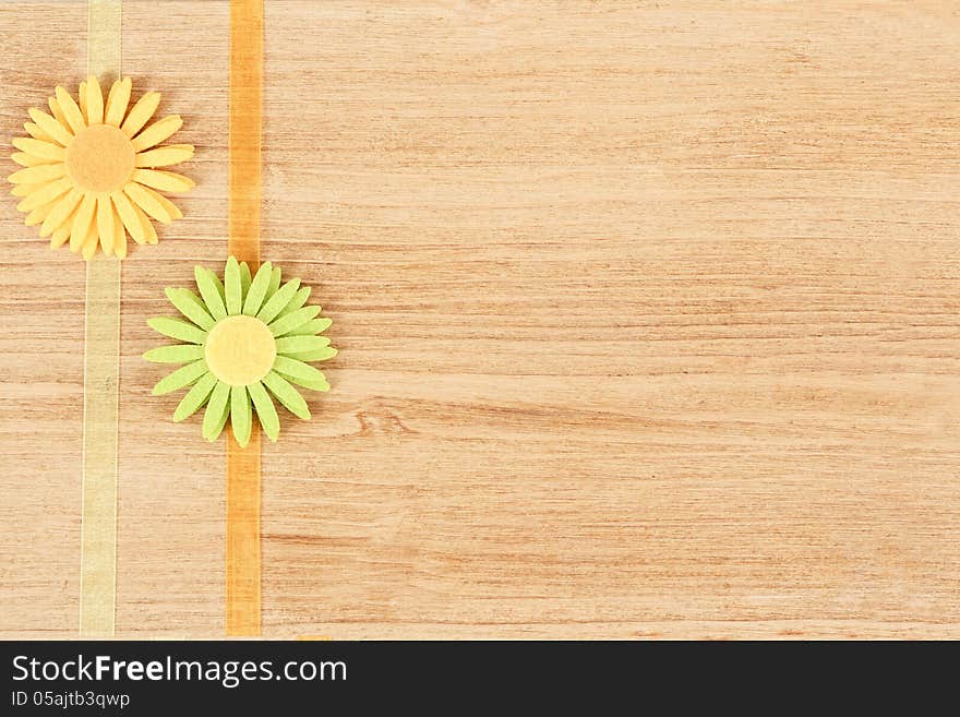 Wooden board for spring message with flowers