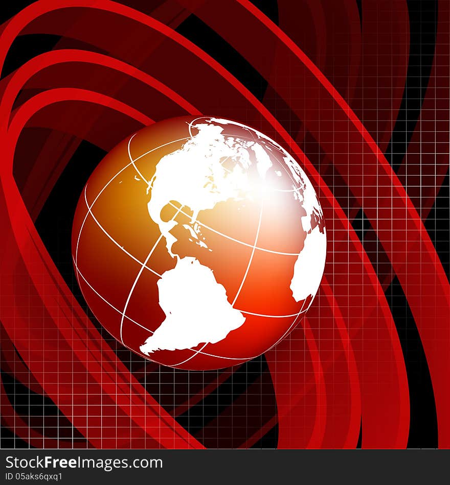 Vector wavy lines with copy space and globe. eps10. Vector wavy lines with copy space and globe. eps10