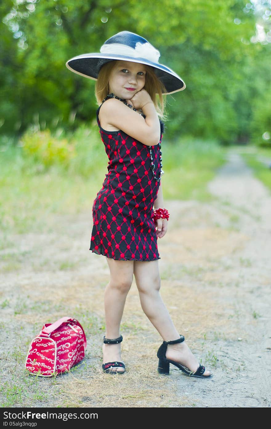 Girl with hat and dress. Girl with hat and dress