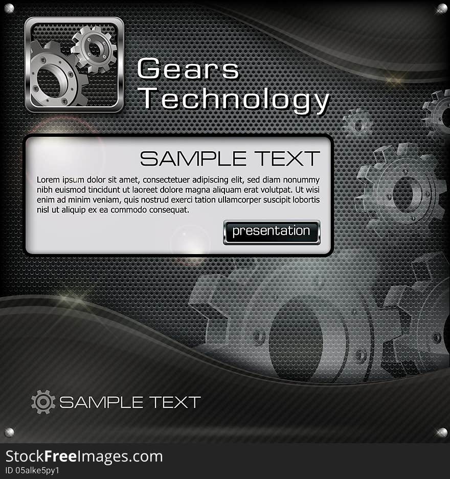 Gears on mesh & text