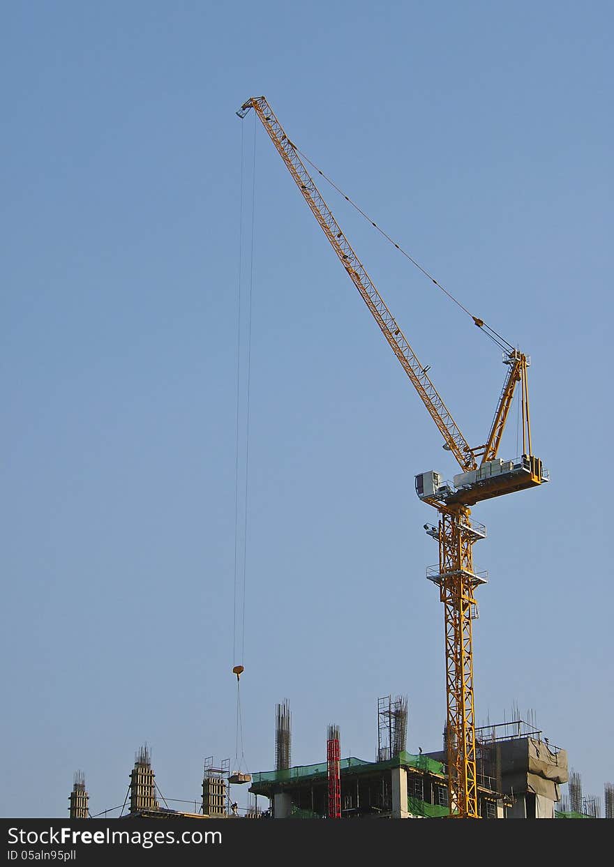 Crane on working for service construction in sunny day