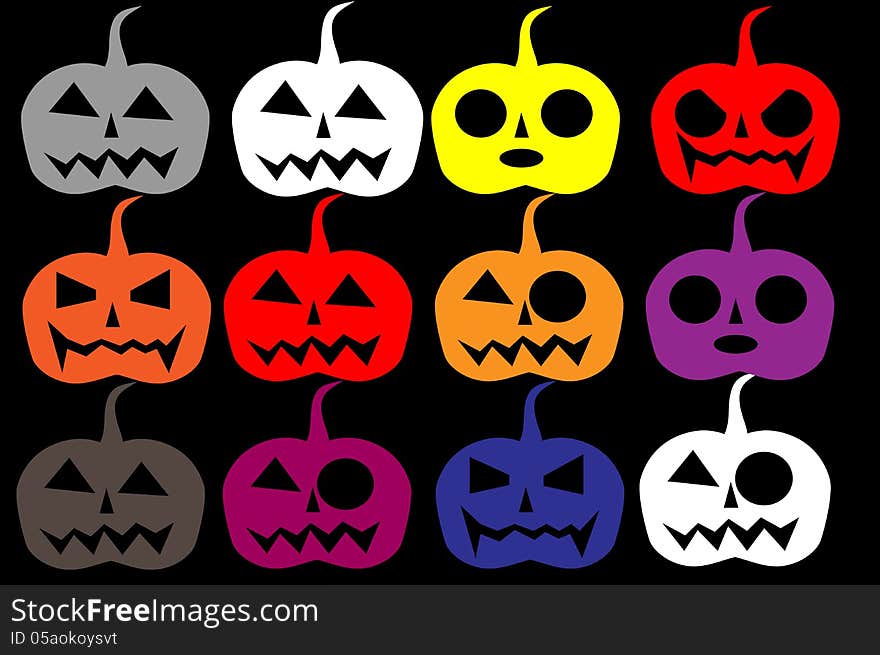 Colorful halloween ,jack-o'-lantern , cartoon,illustrator,graphic. Colorful halloween ,jack-o'-lantern , cartoon,illustrator,graphic