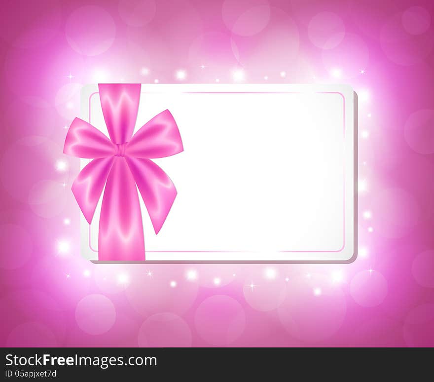 Card with a pink ribbon