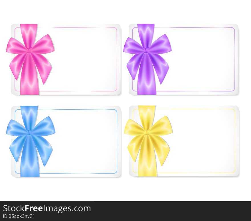 Set Of Cards With Coloured Ribbons