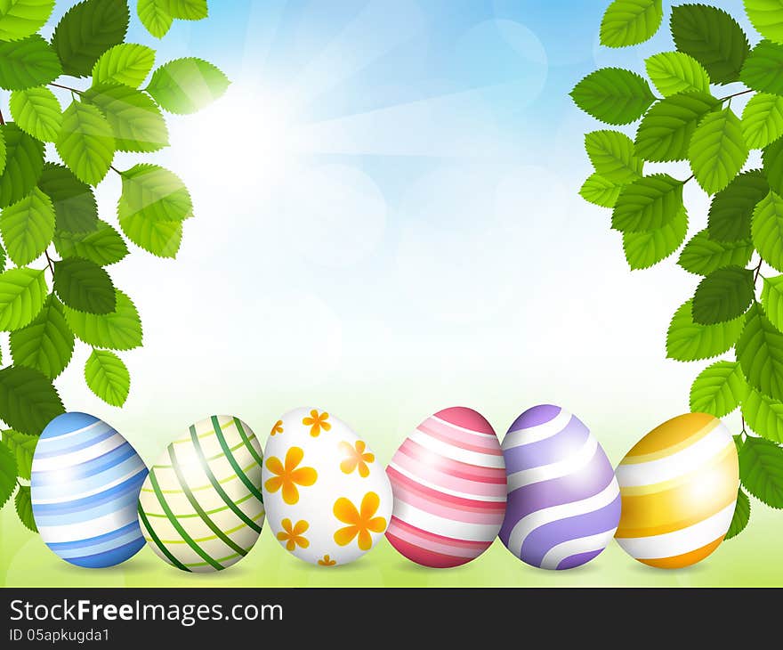 Card by Easter with beautiful eggs