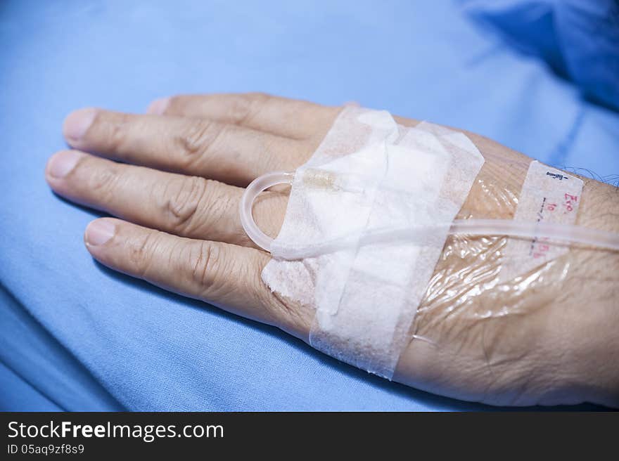 Man hand with IV