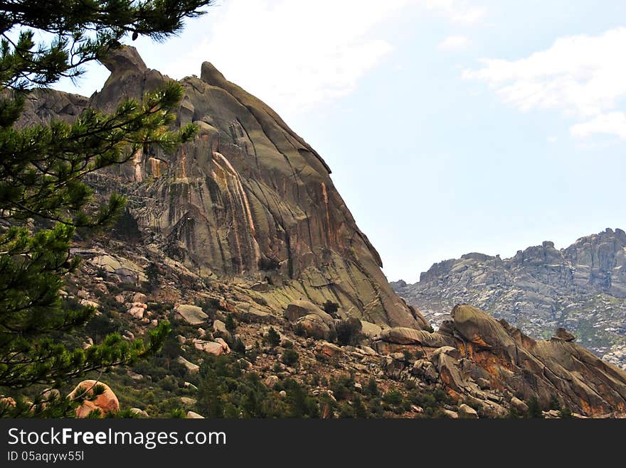 Rock formation in La Piedriza Park, Spain