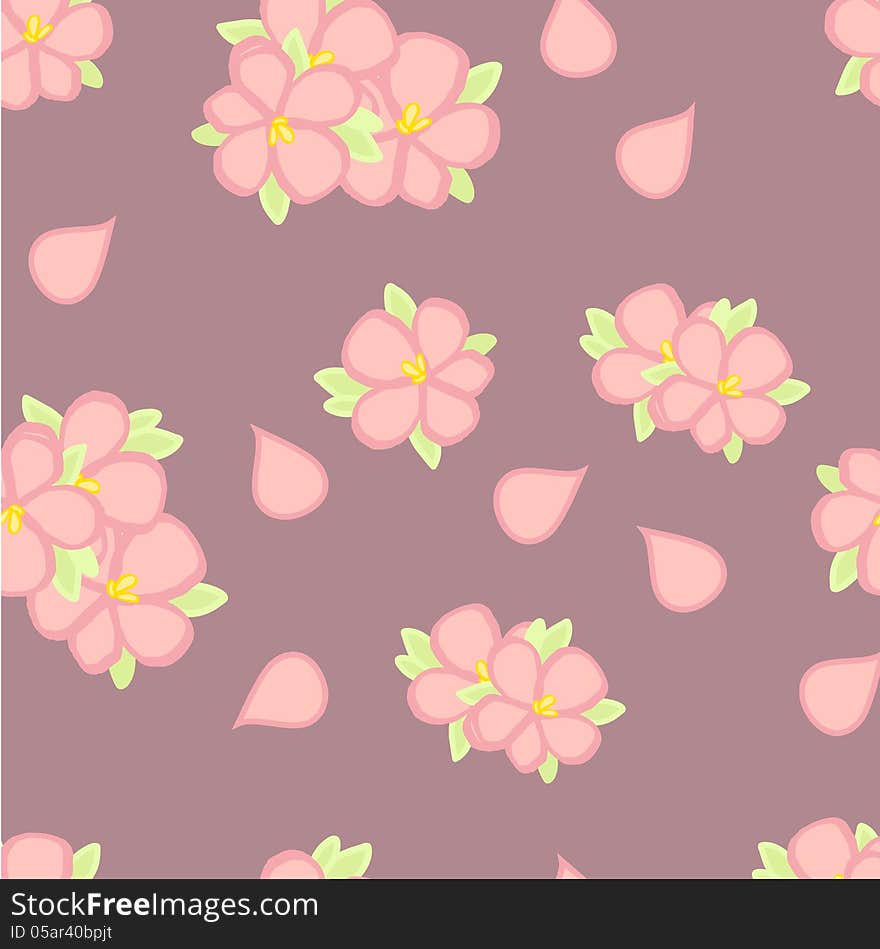 Illustration of blossoming cherry. Seamless vector pattern. Illustration of blossoming cherry. Seamless vector pattern