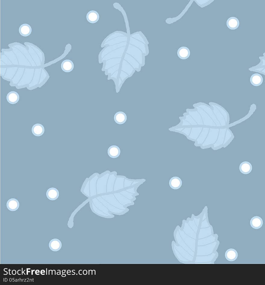 Seamless vector pattern. Birch leaves in hoarfrost