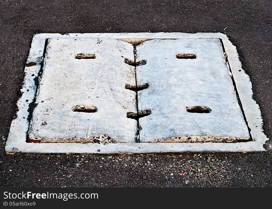 Cement cover of drain on road