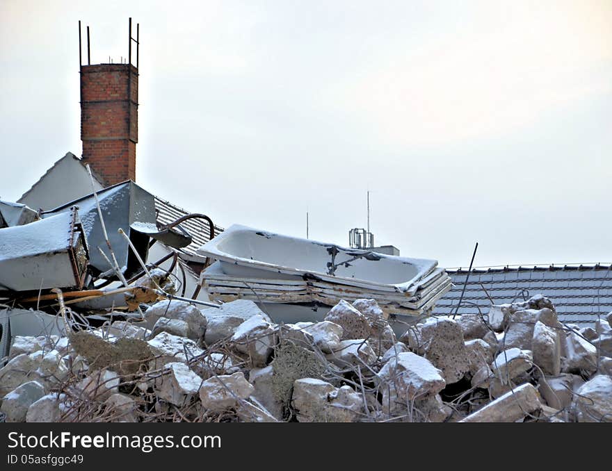 Demolition of a residential house. Demolition of a residential house