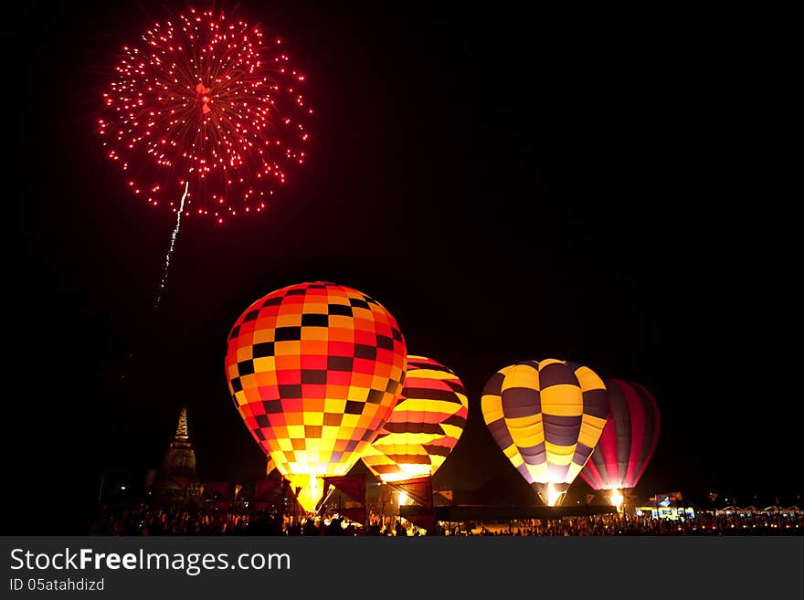 Fireworks in work ,Internationa l Balloon Festival in Thailand