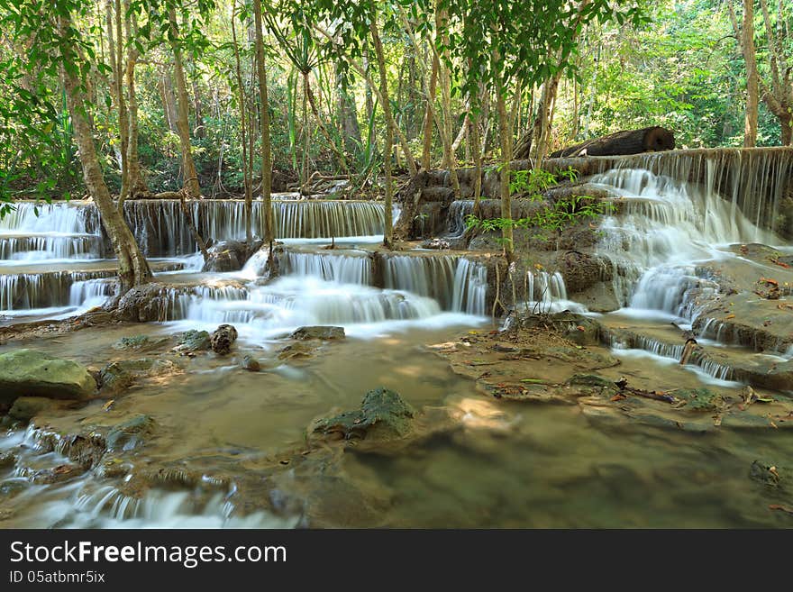 Beautiful Muti Layer Waterfall Deep Forest in Thailand