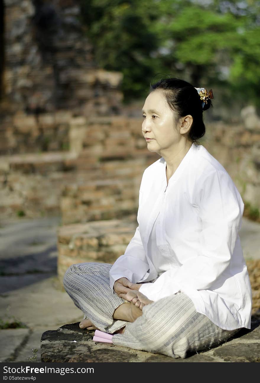 Buddhist Woman Meditating