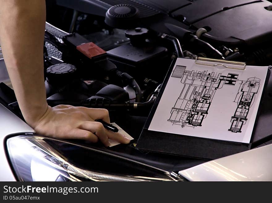 Image of repairing car engine concept