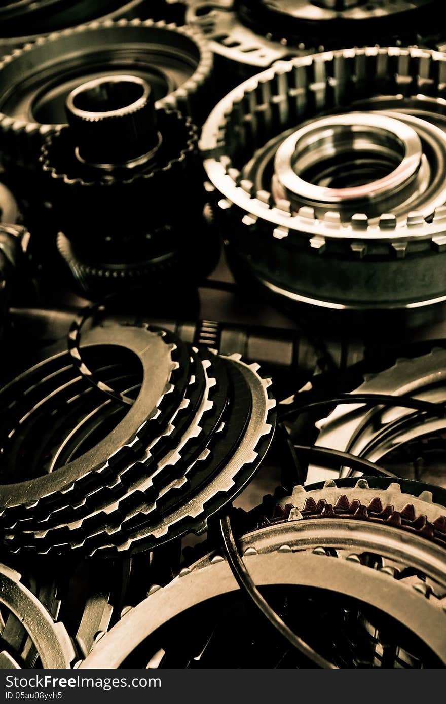 Close up of automobile gear assembly