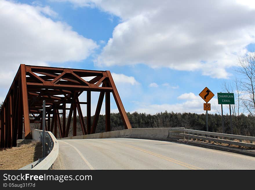 Metal bridge over Champlain canal