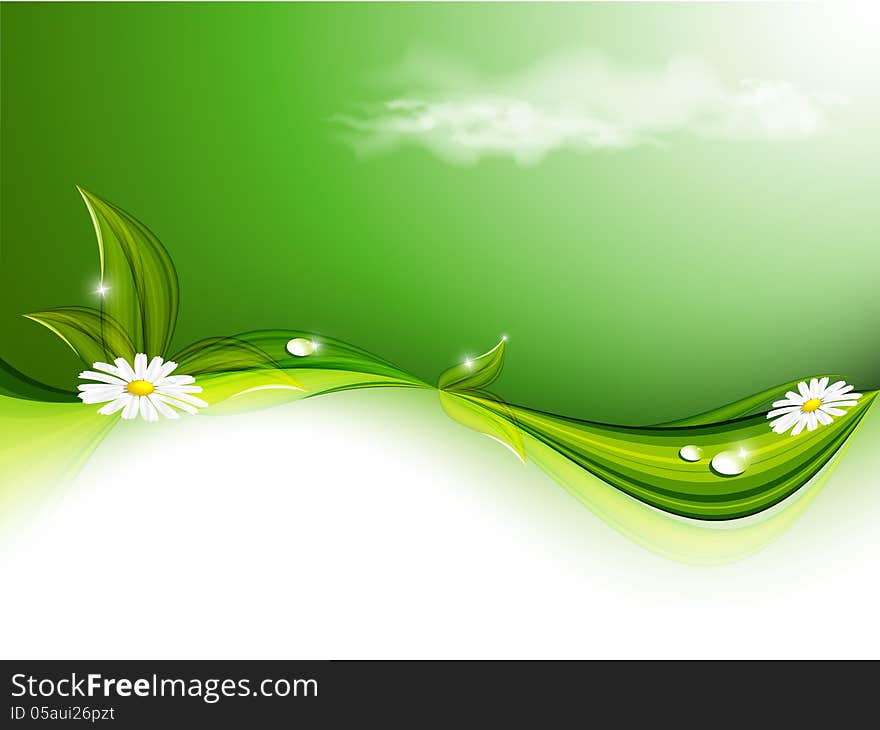 Green floral vector background with copy space. Eps10