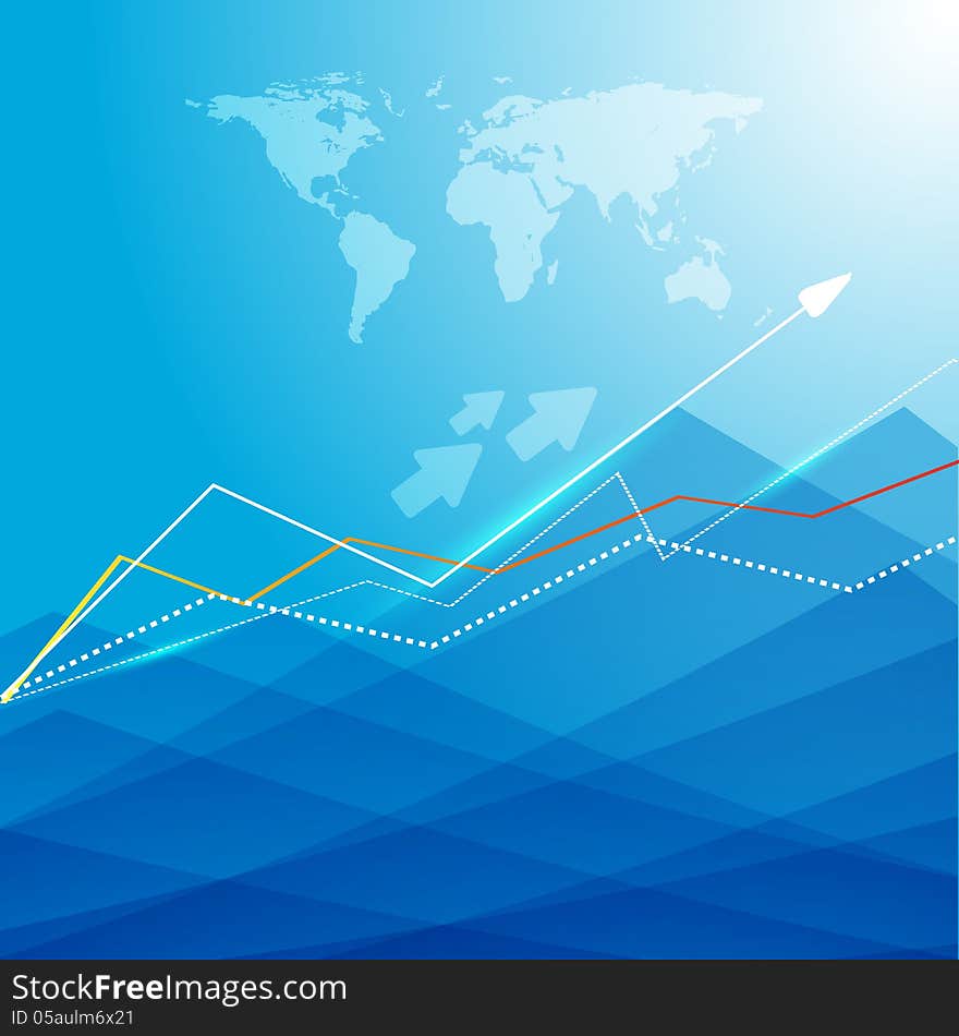 Abstract vector statistic backdrop with map and arrows. Eps10. Abstract vector statistic backdrop with map and arrows. Eps10