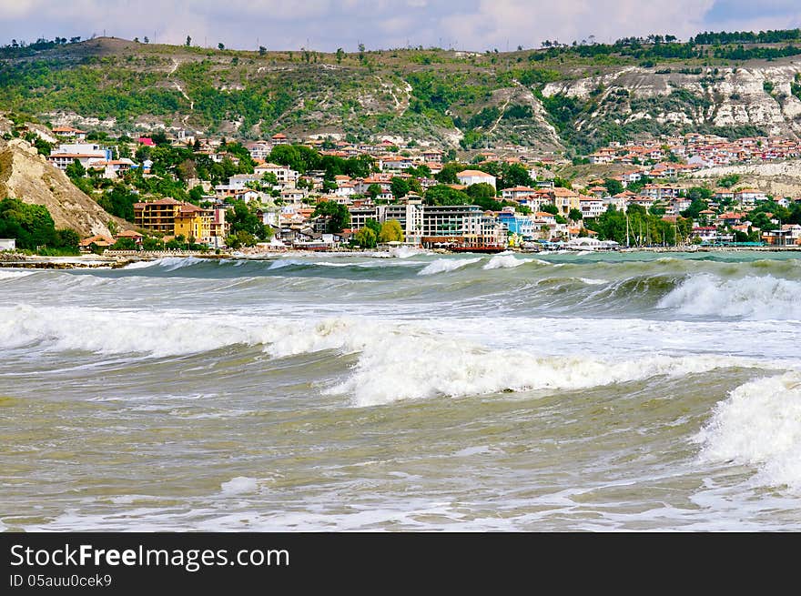 Stormy sea near the town of Balchik.