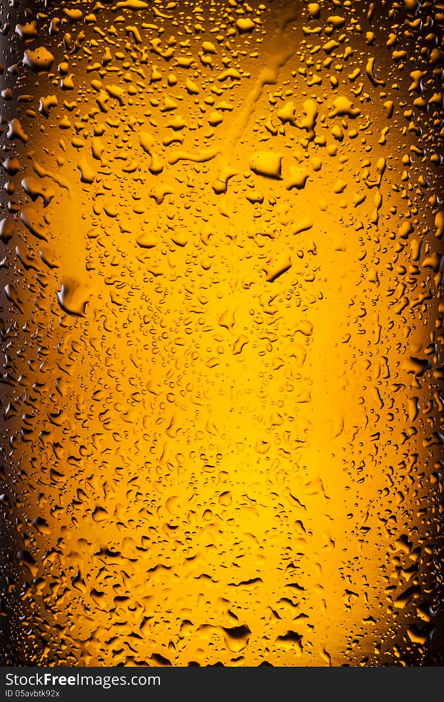 Drops on a bottle beer.