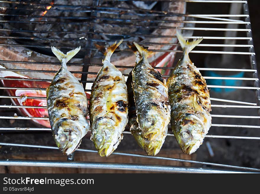 Fish on a grill