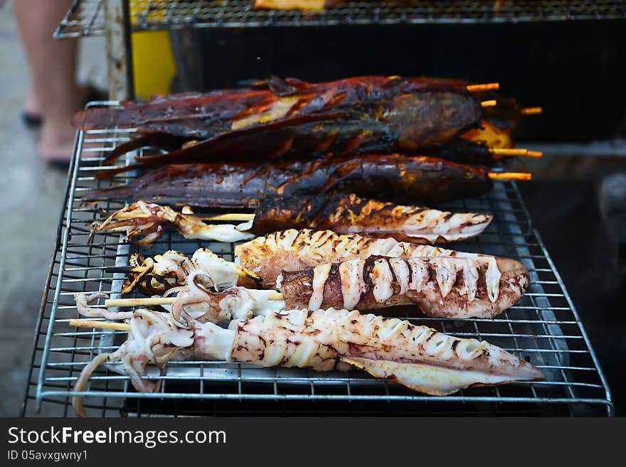 Many Of Grilled Squid