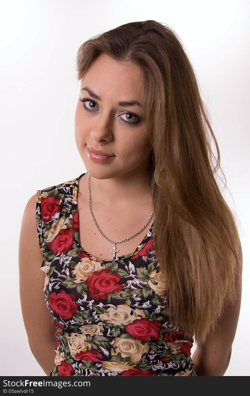 Portrait of a girl on a white background