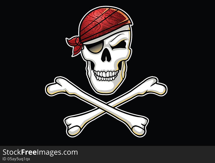 Jolly Roger Illustration With Bandana