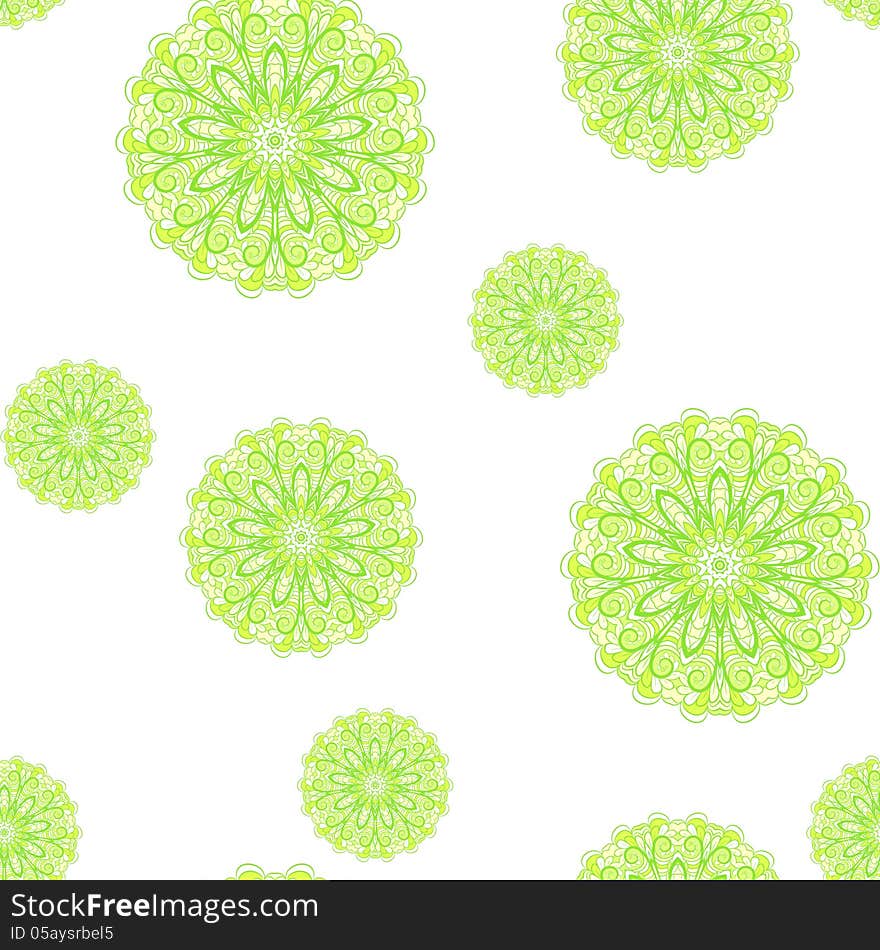 Seamless pattern with green circles