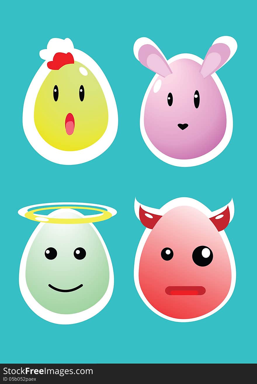 Easter Chicken egg cartoon. Vector illustration for your happy