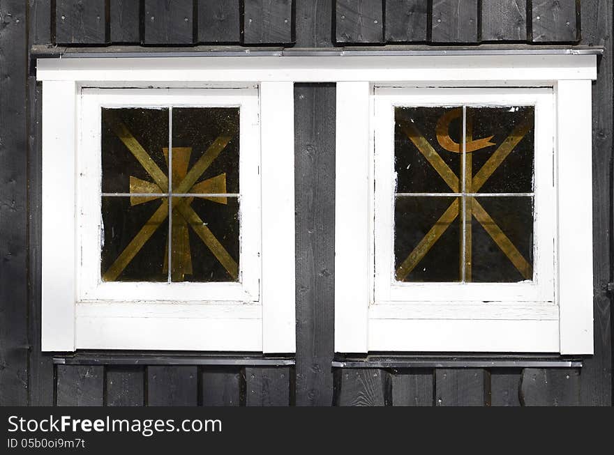 Background old house with windows. Background old house with windows