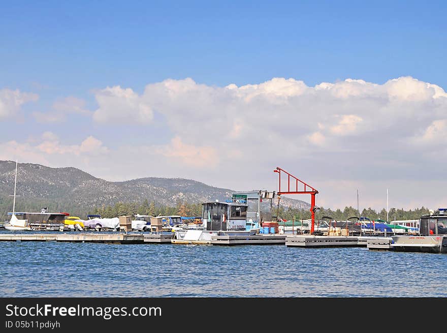 Cumulous clouds drifting over Big Bear Lake, California, late in a summers afternoon. Cumulous clouds drifting over Big Bear Lake, California, late in a summers afternoon.