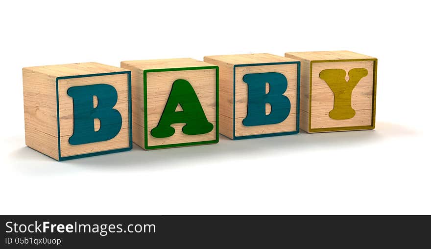 Baby Spelled Out In Child Color Blocks