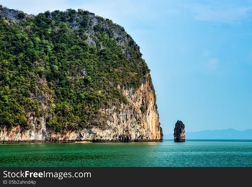 Beautiful landscape view of islands and cliffs in Phang Nga bay, Thailand. Beautiful landscape view of islands and cliffs in Phang Nga bay, Thailand