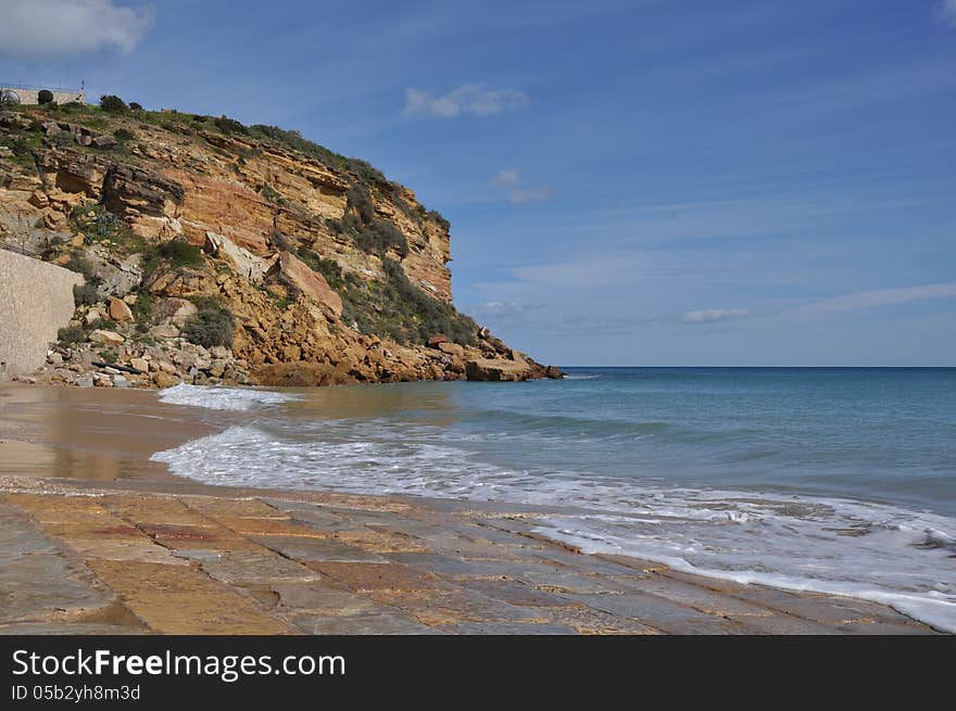 Coast of Algarve with small beach, Burgau, Portuga